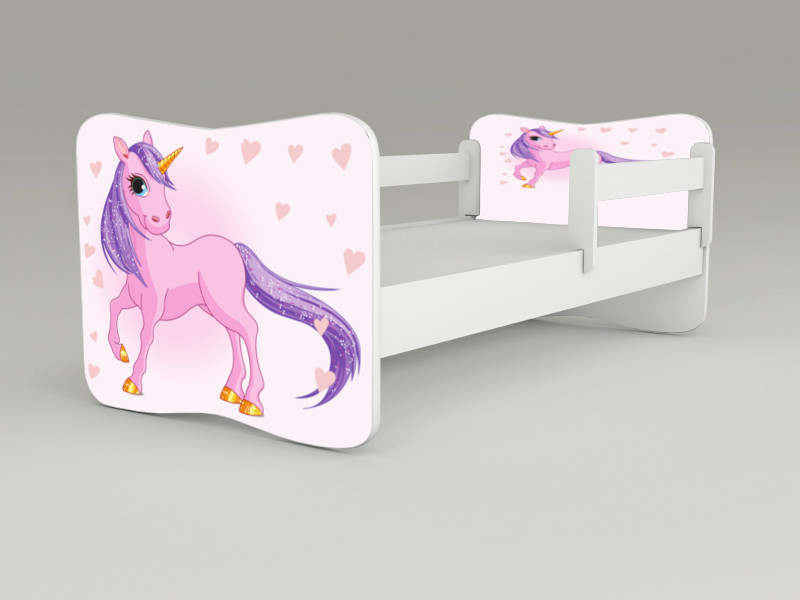 Detská posteľ s odnímateľnými zábranami Koník